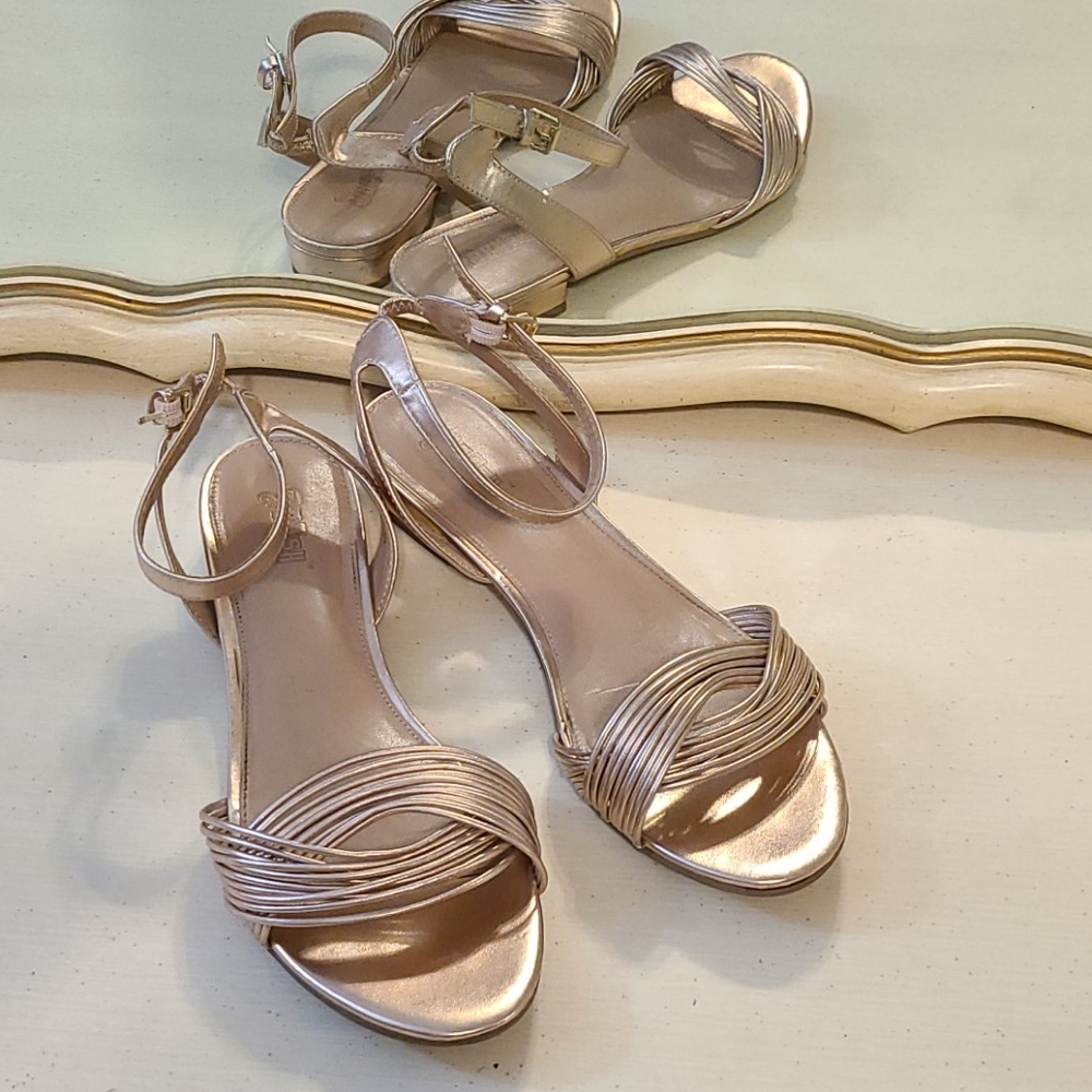Rose gold strappy sandals